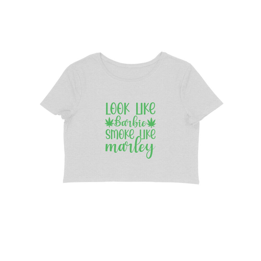 Women Melange Grey Crop Top Look Like Barbie