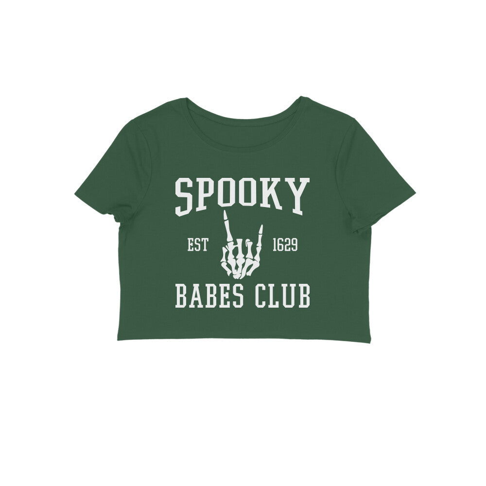 Women Green Crop Top Spooky