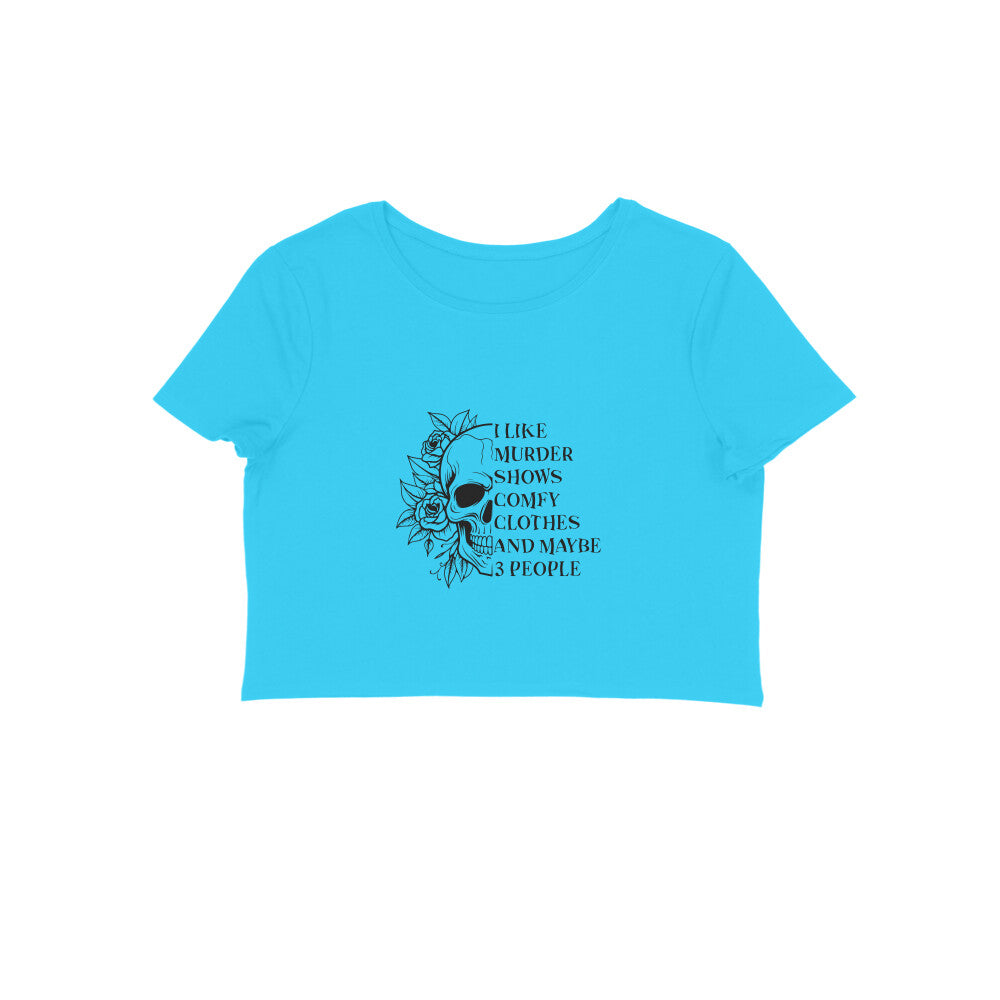 Women Blue Crop Top Murder Shows
