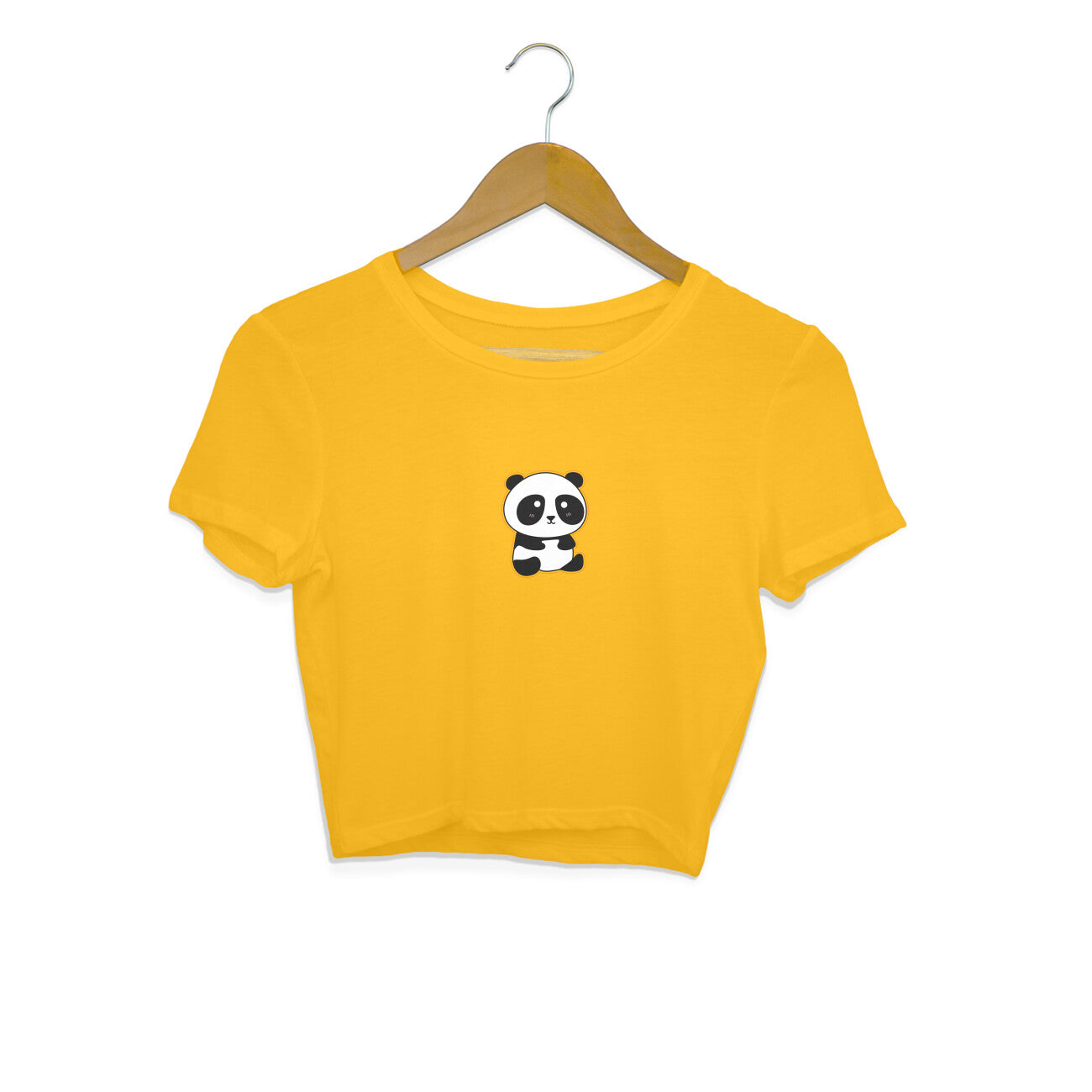 Women Yellow Crop Top Cute Panda