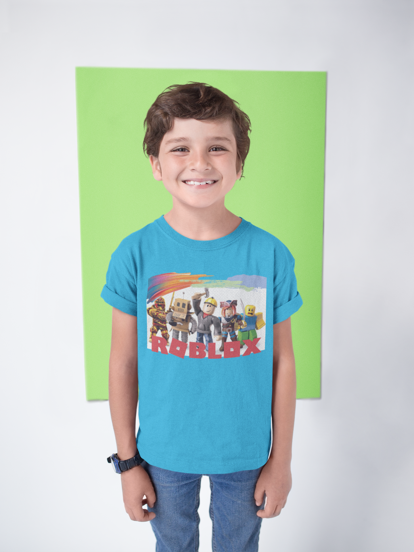 Kids/Toddlers Half Sleeve Round Neck Blue T Shirt Roblox (Age 0-6 yrs)