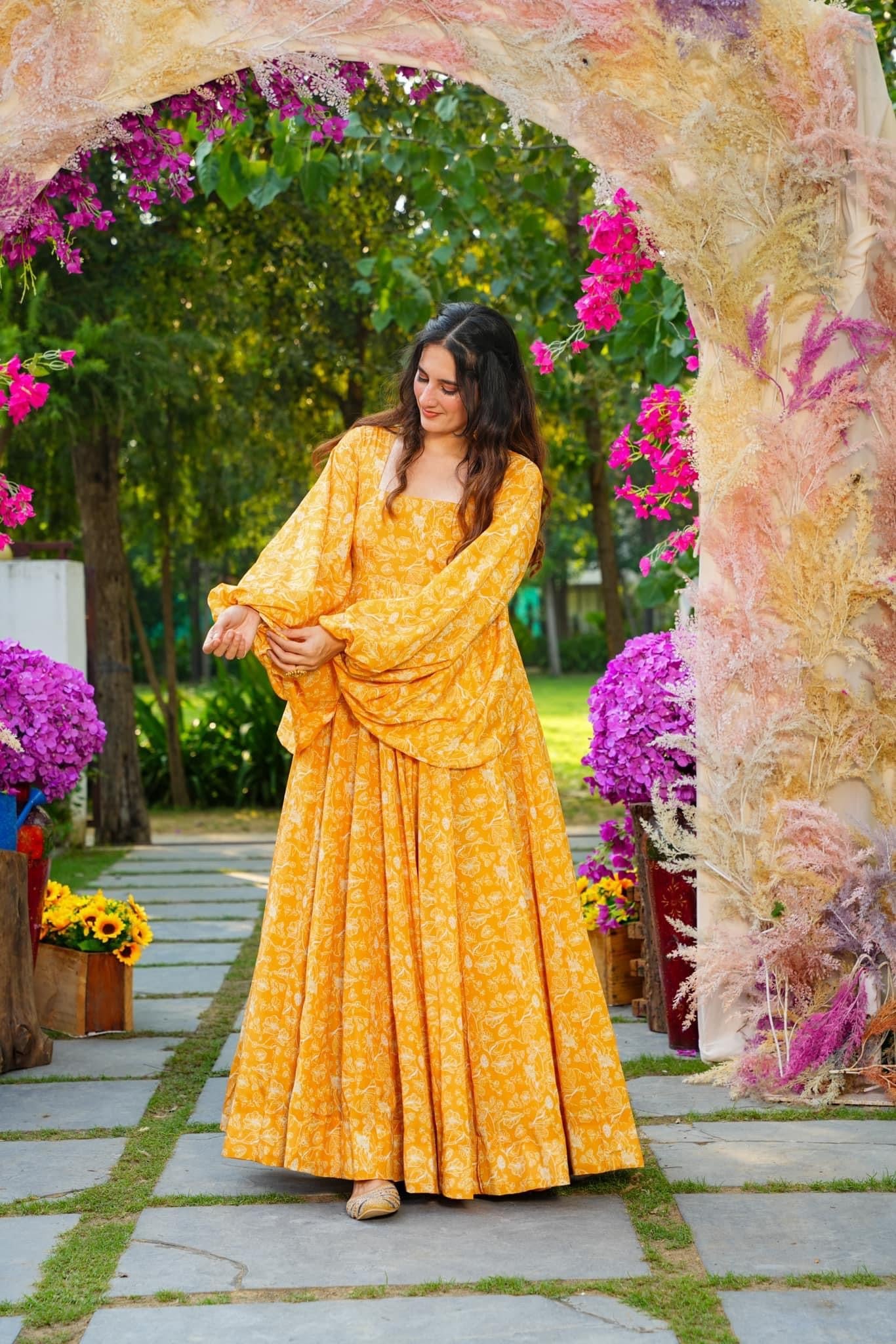 Yellow Beautiful Full Flare Gown for Women