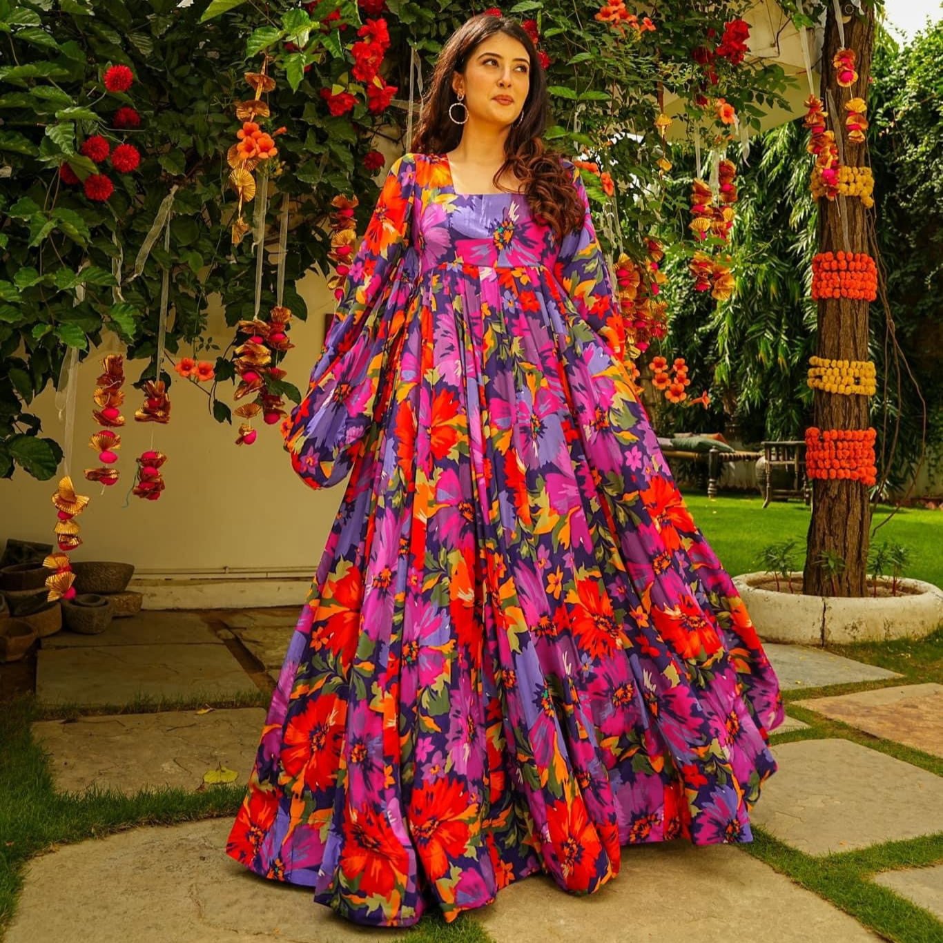 Multicolour Beautiful Full Flare Gown for Women