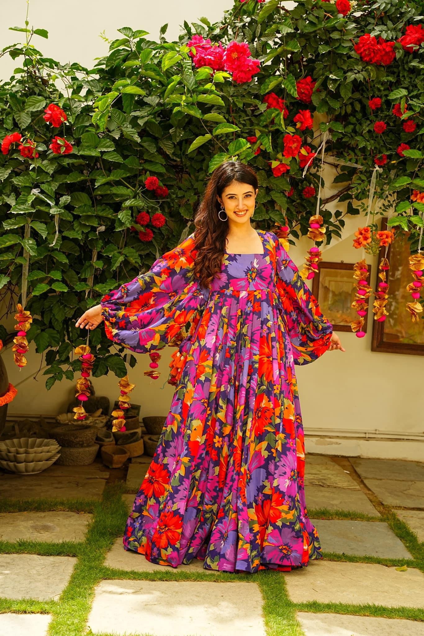 Multicolour Beautiful Full Flare Gown for Women