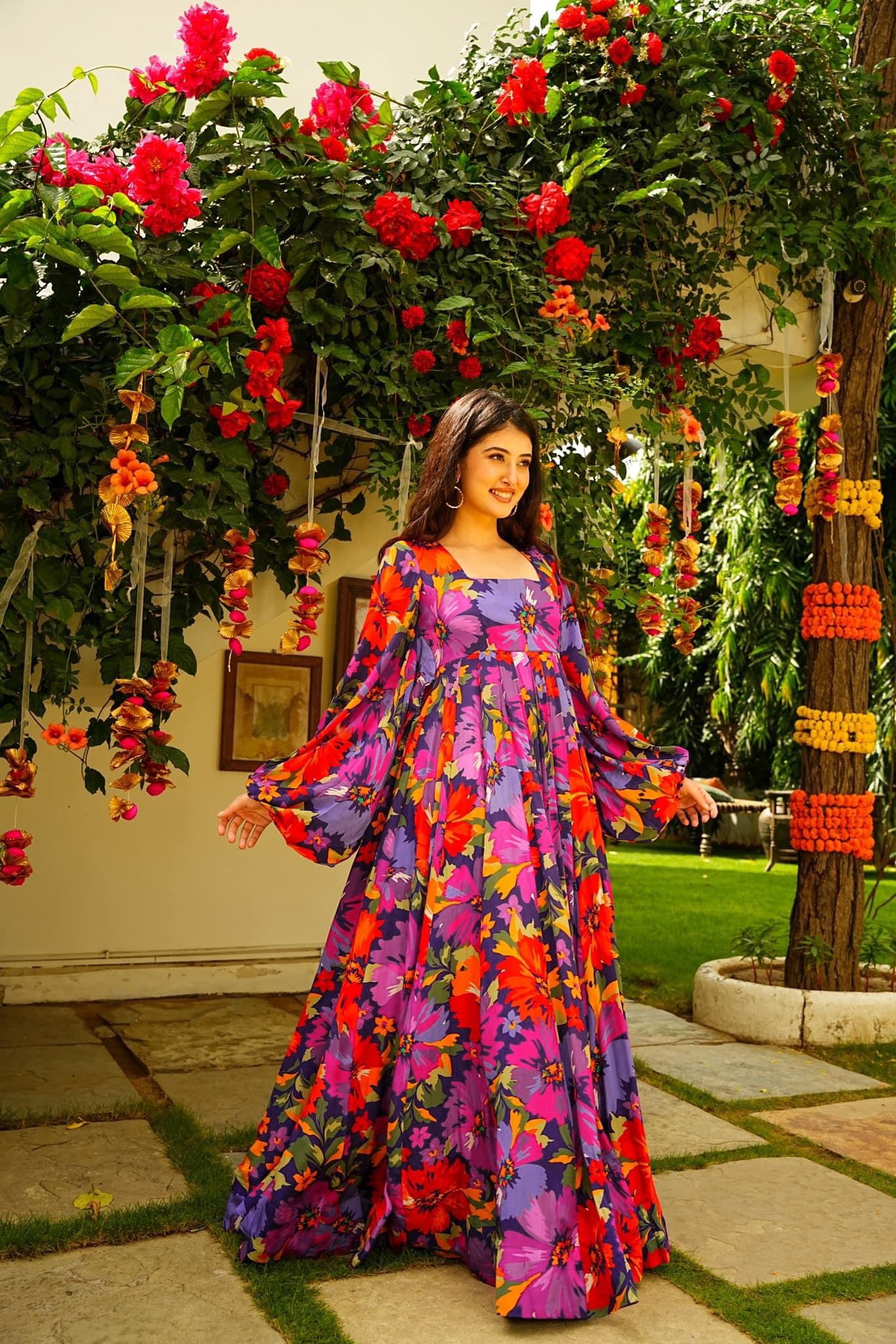 Multicolour Beautiful Full Flare Gown for Women