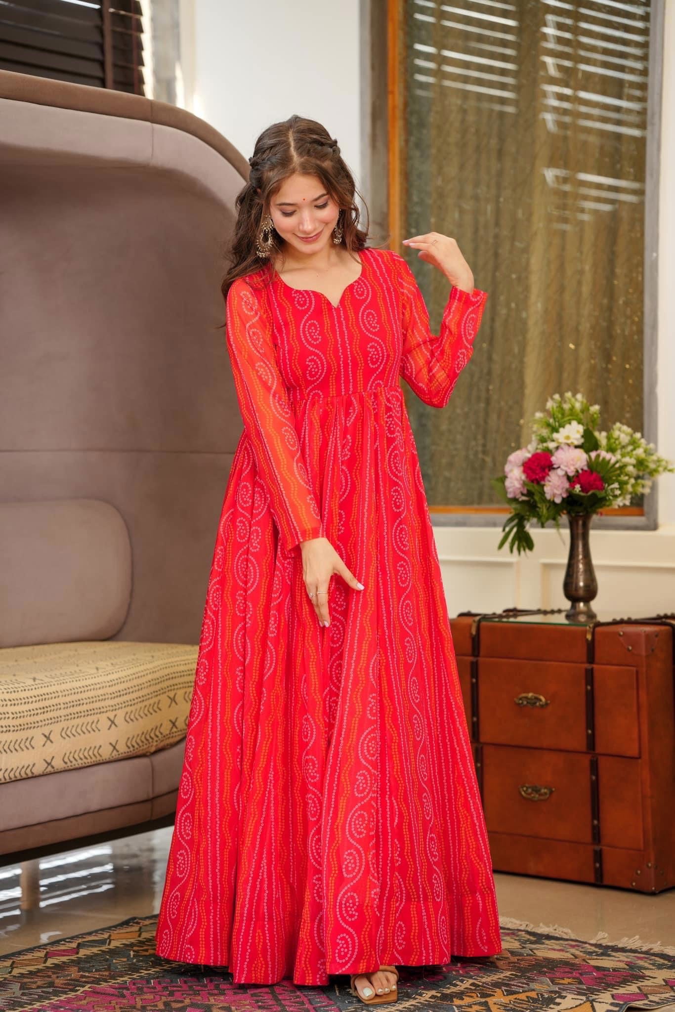 Red Beautiful Full Flare Gown for Women