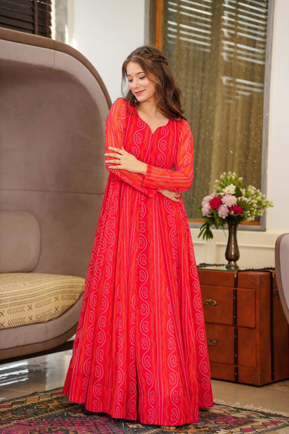 Red Beautiful Full Flare Gown for Women