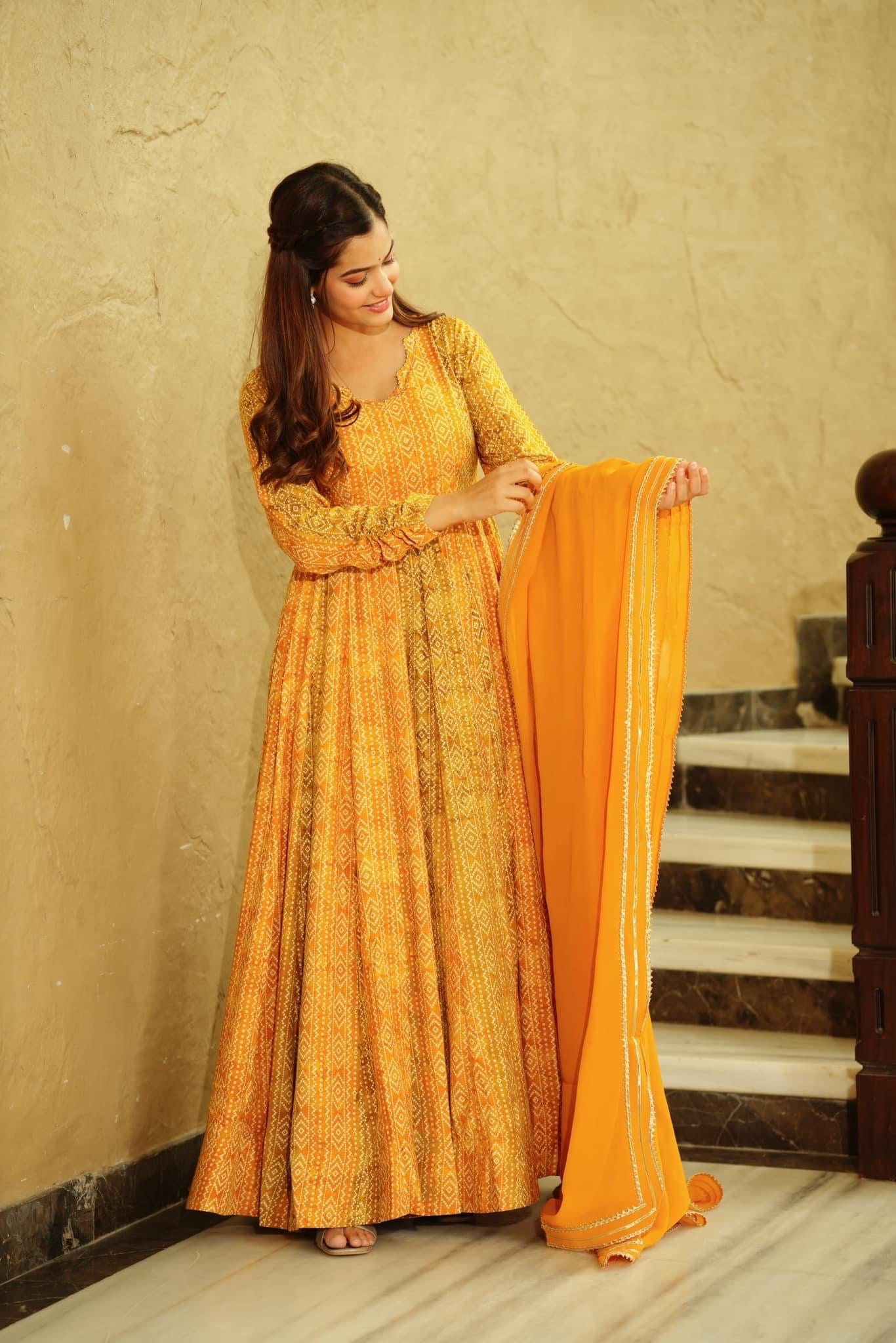 Yellow Beautiful Full Flare Gown for Women