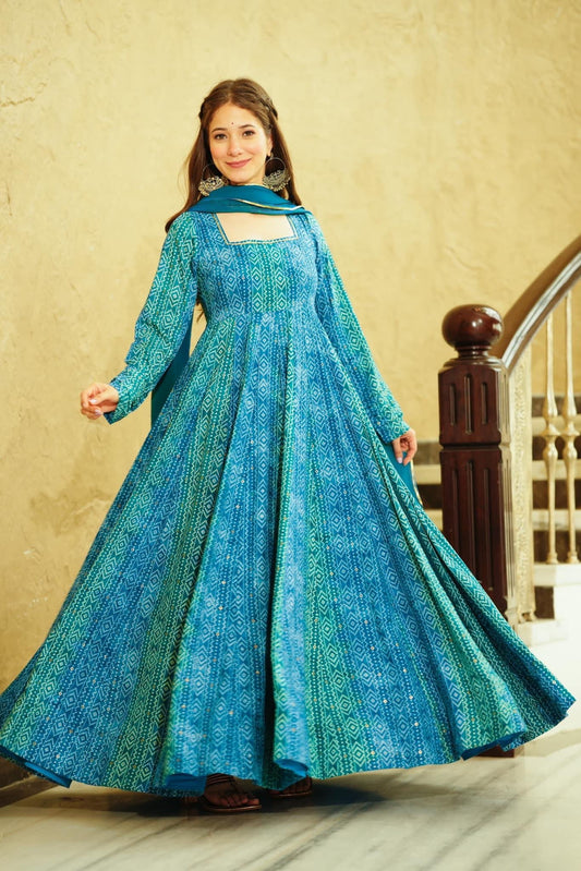 Blue Beautiful Full Flare Gown for Women