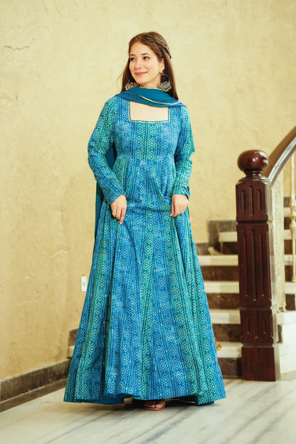 Blue Beautiful Full Flare Gown for Women