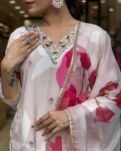 Beautiful Pink tone Kurta Set With Dupatta