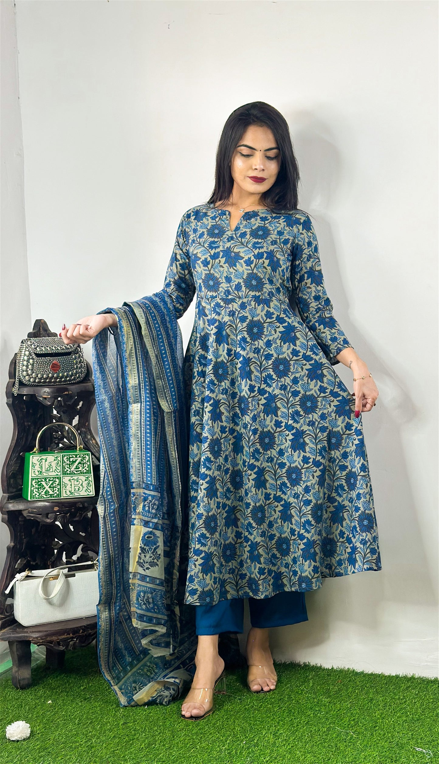 Beautiful Design Rayon Suit with Pants and Dupatta