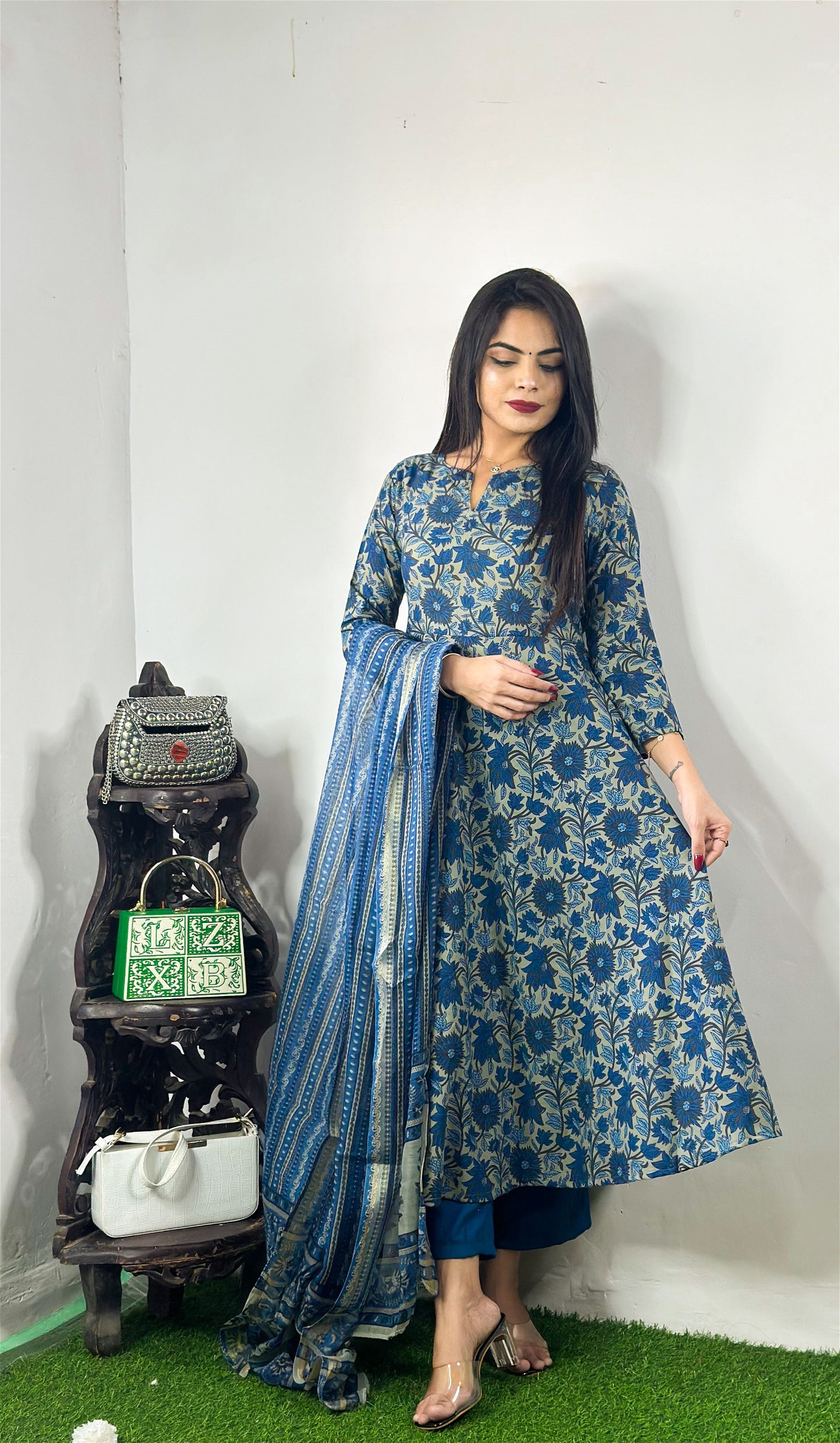 Beautiful Design Rayon Suit with Pants and Dupatta