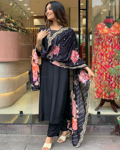 Beautiful Black Kurta Set with Dupatta