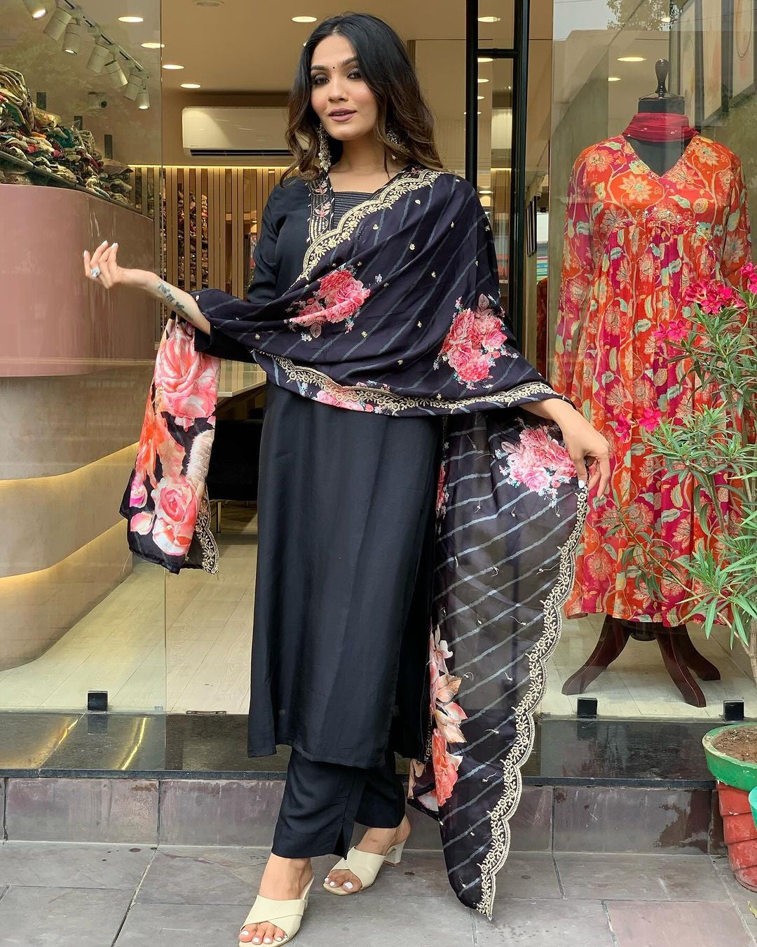 Beautiful Black Kurta Set with Dupatta