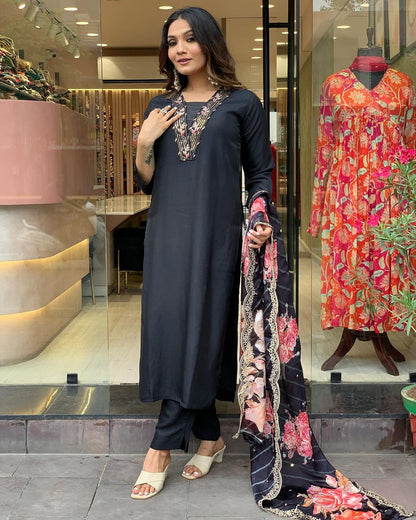 Beautiful Black Kurta Set with Dupatta