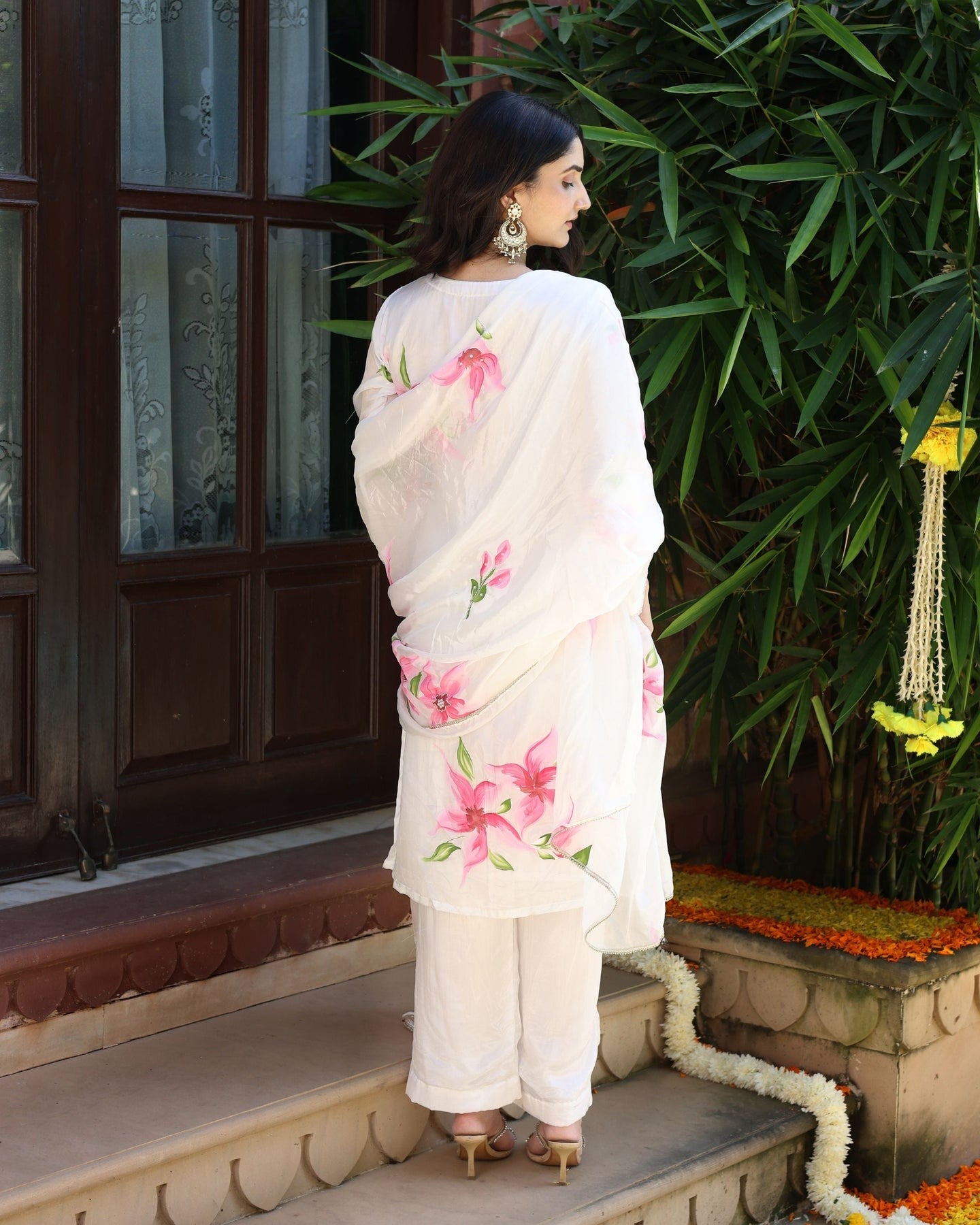 Pure White Tebby Silk Kurta Set with Dupatta