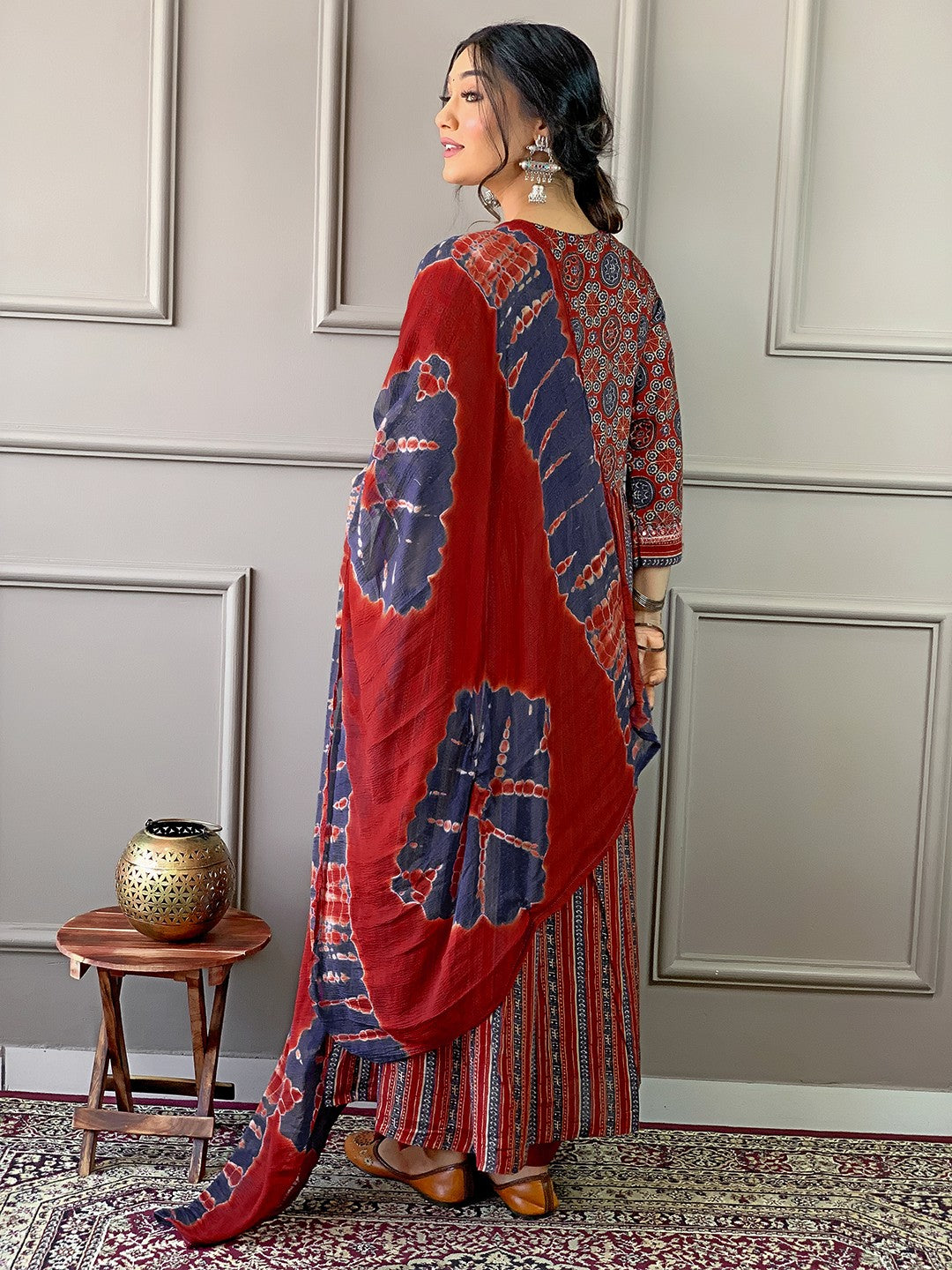 Embroidered Pure Cotton Kurta Set with Bottom and Dupatta