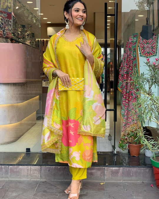 Yellow Beautiful Kurta Set with Dupatta