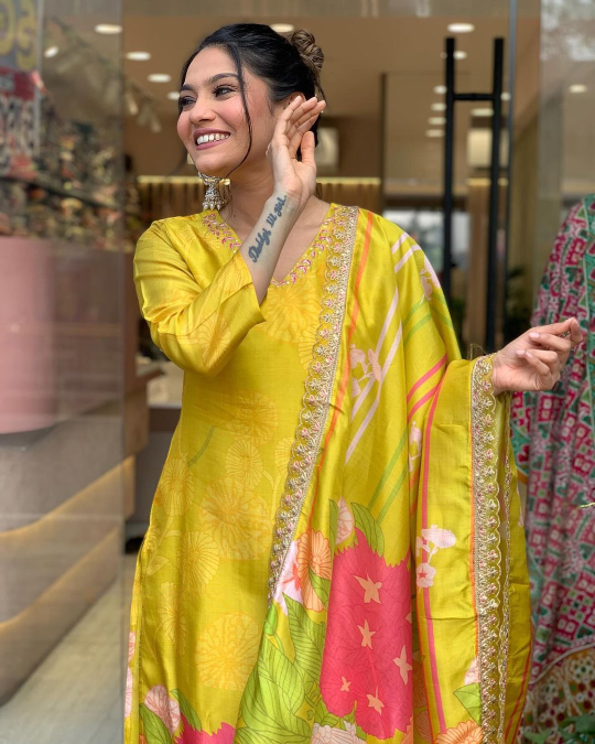 Yellow Beautiful Kurta Set with Dupatta