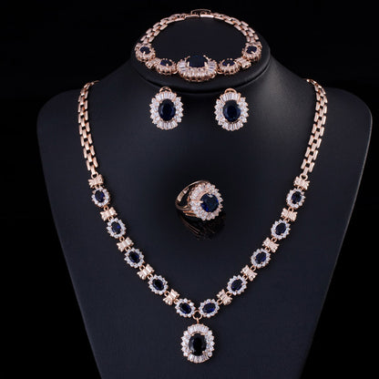 Retro Zircon Necklace Set Chain Women
