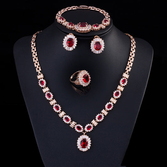Retro Zircon Necklace Set Chain Women
