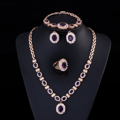 Retro Zircon Necklace Set Chain Women