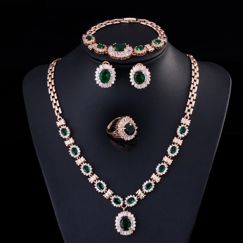 Retro Zircon Necklace Set Chain Women