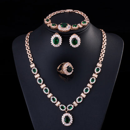 Retro Zircon Necklace Set Chain Women