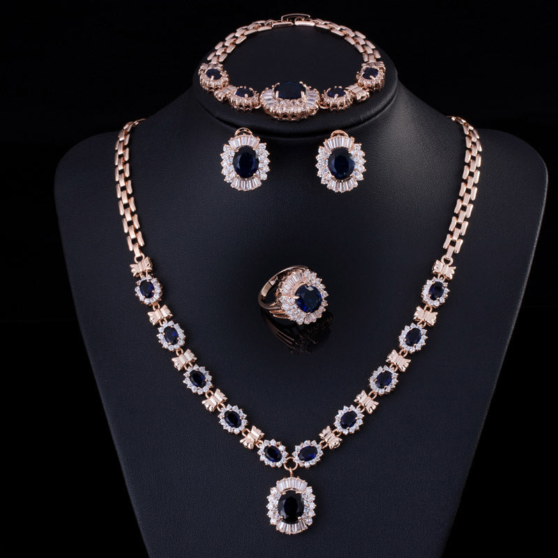 Retro Zircon Necklace Set Chain Women