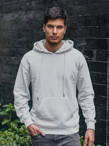 Men Grey Solid Hoodie