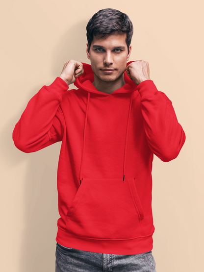 Men Red Solid Hoodie