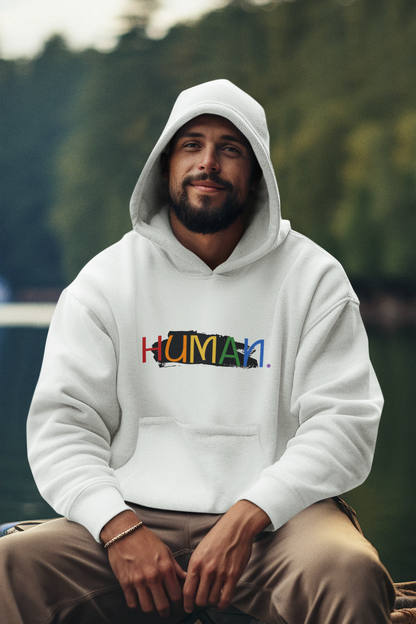 Men White Hoodie Human Pride