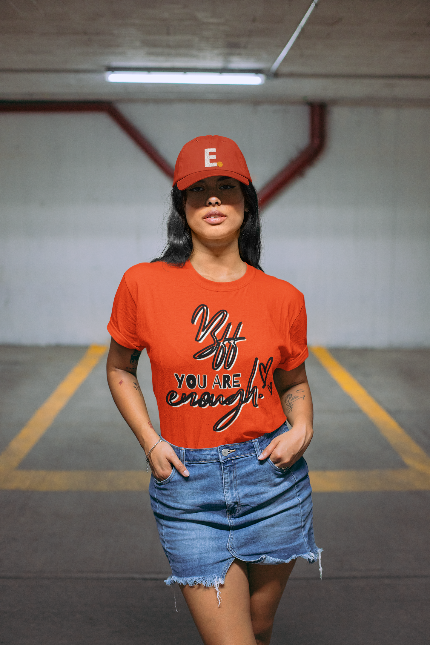 Women Round Neck Orange T Shirt BFF You Are Enough