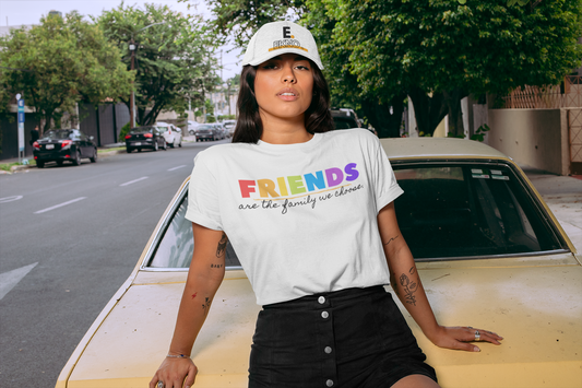 Women Round Neck White T Shirt Friends Are Family