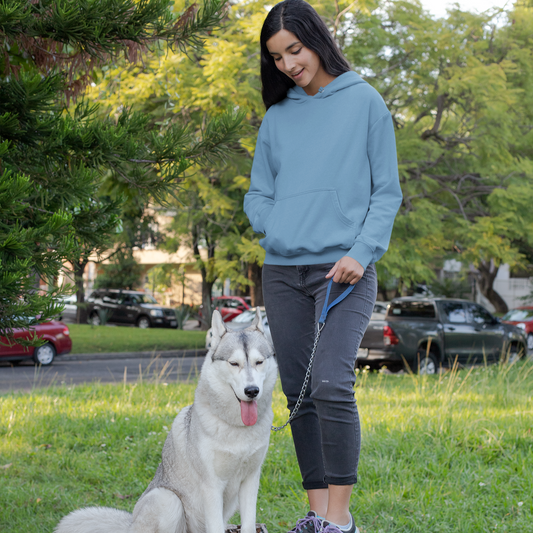 Women Baby Blue Solid Loose-fit Hoodie