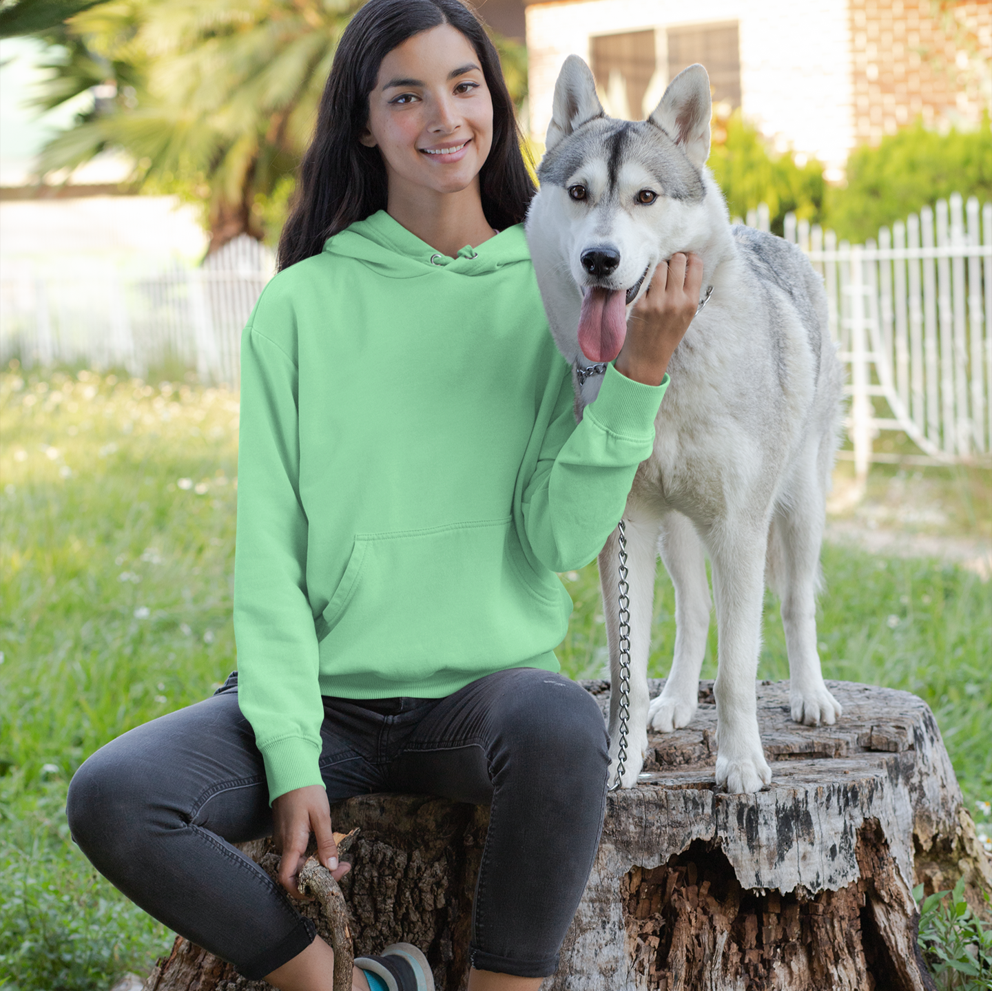 Women Mint Green Solid Loose-fit Hoodie