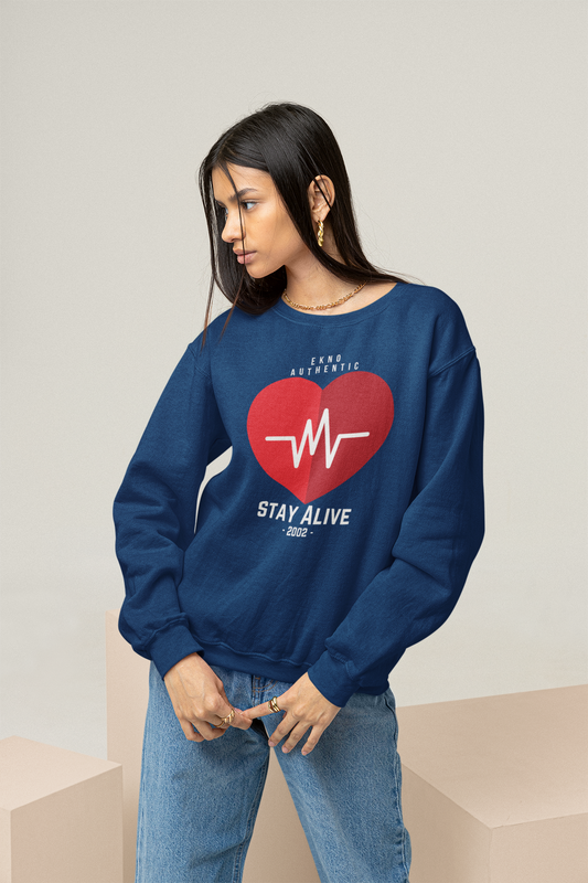 Women Navy Blue Sweatshirt Stay Alive