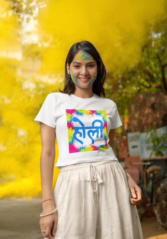 Women Crop Top Blue Holi