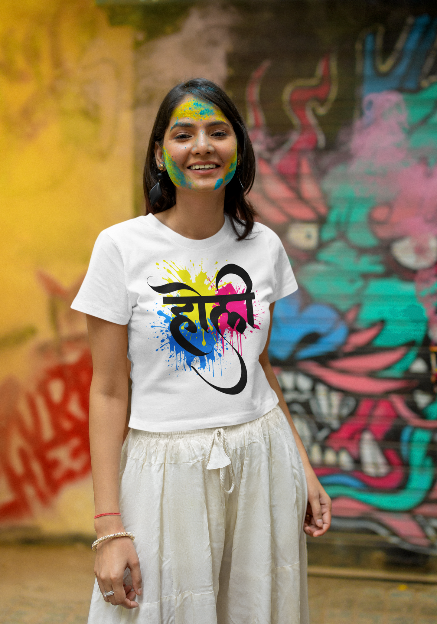Women Crop Top Colorful Festival