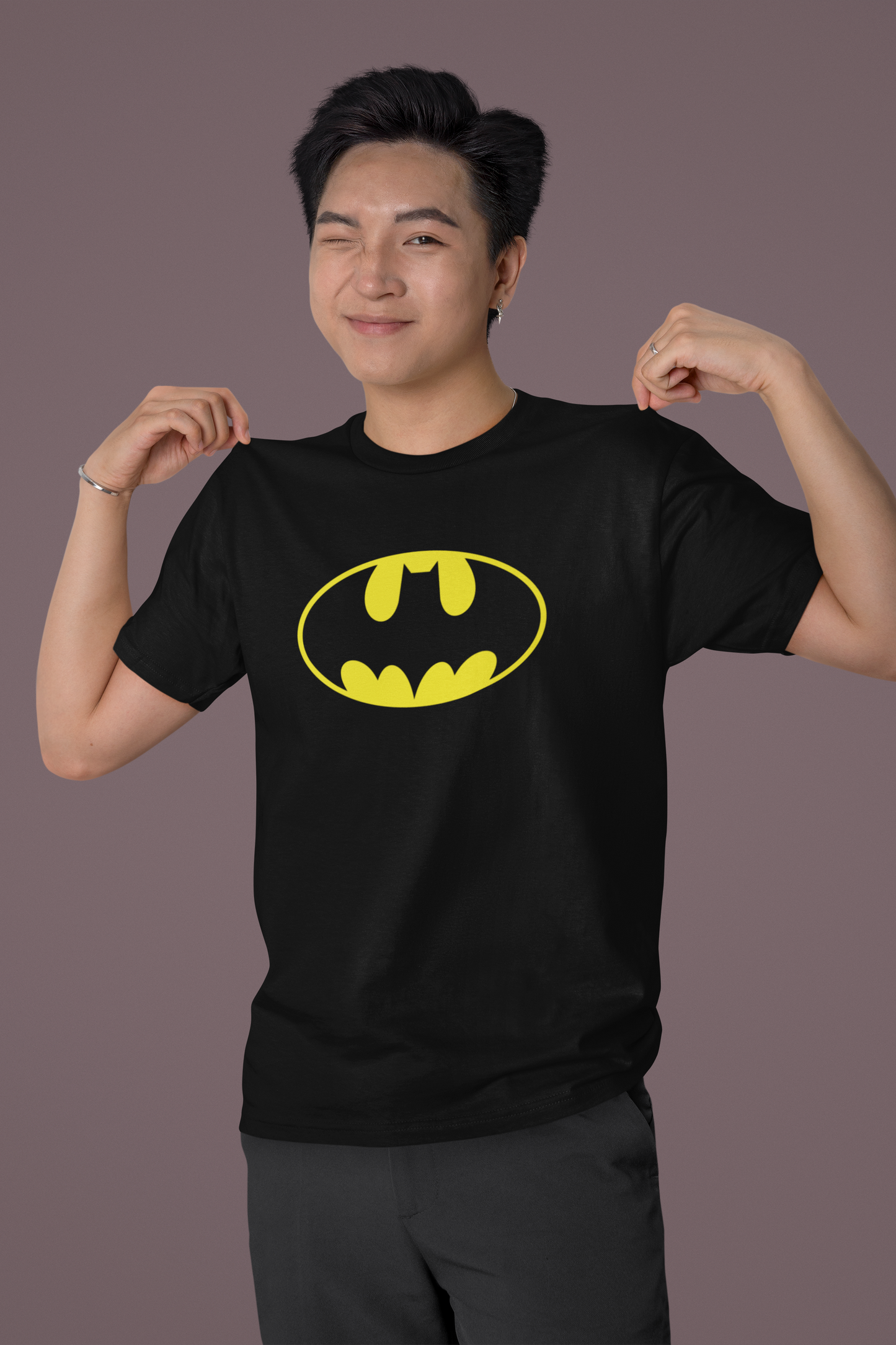 Men Round Neck Black T Shirt Batman