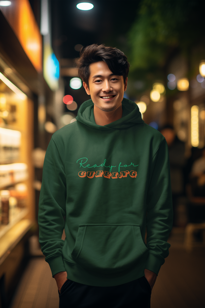 Men Green Hoodie Cuffing