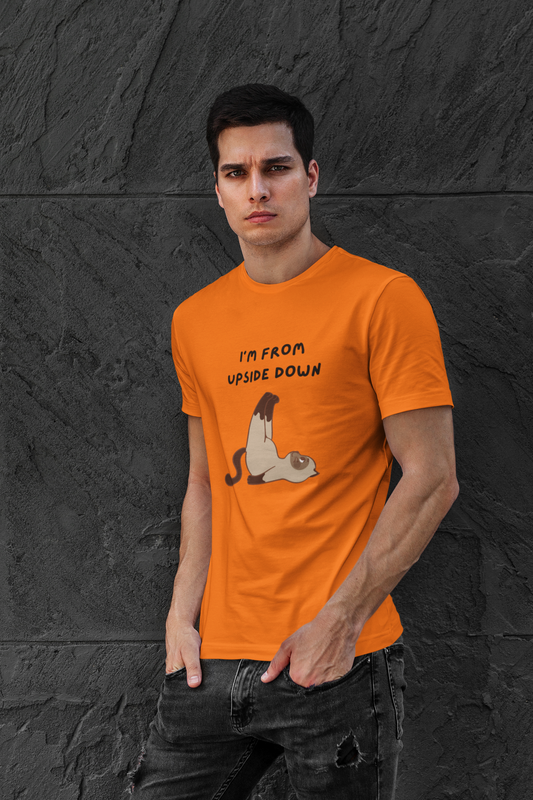 Men Round Neck T Shirt I'm From Upside Down