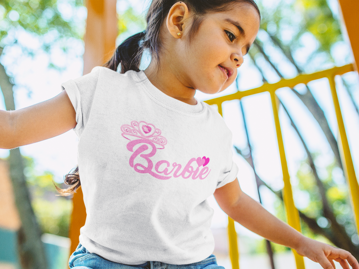 Toddlers Round Neck White T-Shirt Barbie (Age 0-6 yrs)