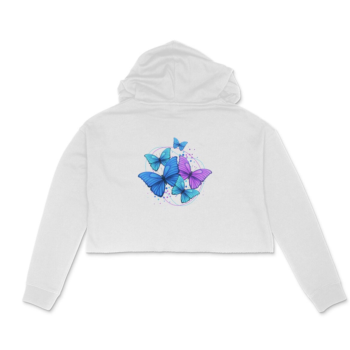 Women Crop Hoodie Front & Back Print Free Spirit and Butterfly