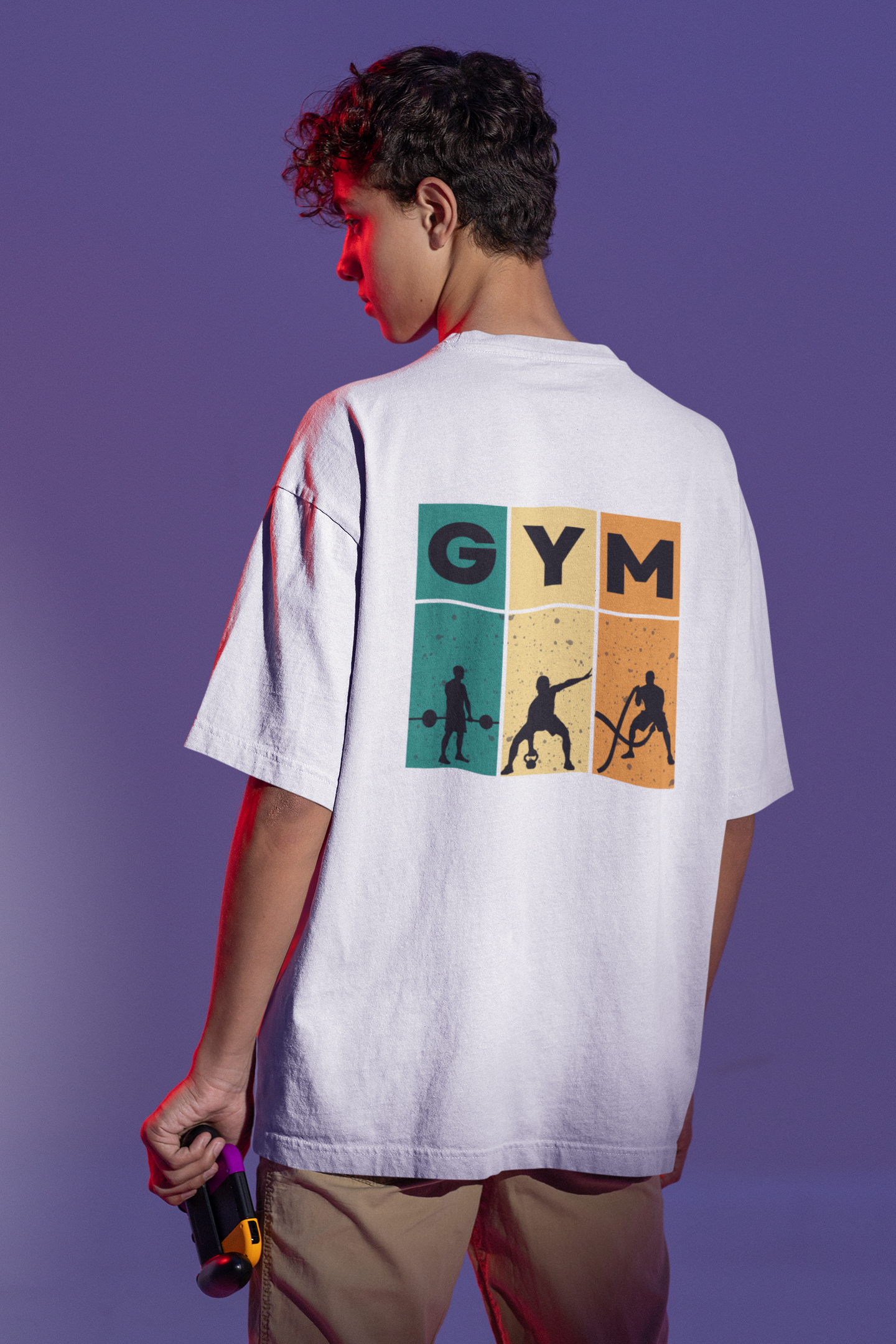 Men Oversized White T-shirt with Front and Back Print (Do it)