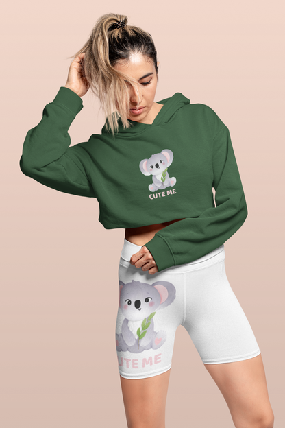 Women Crop Hoodie Front Print Cute Me Koala