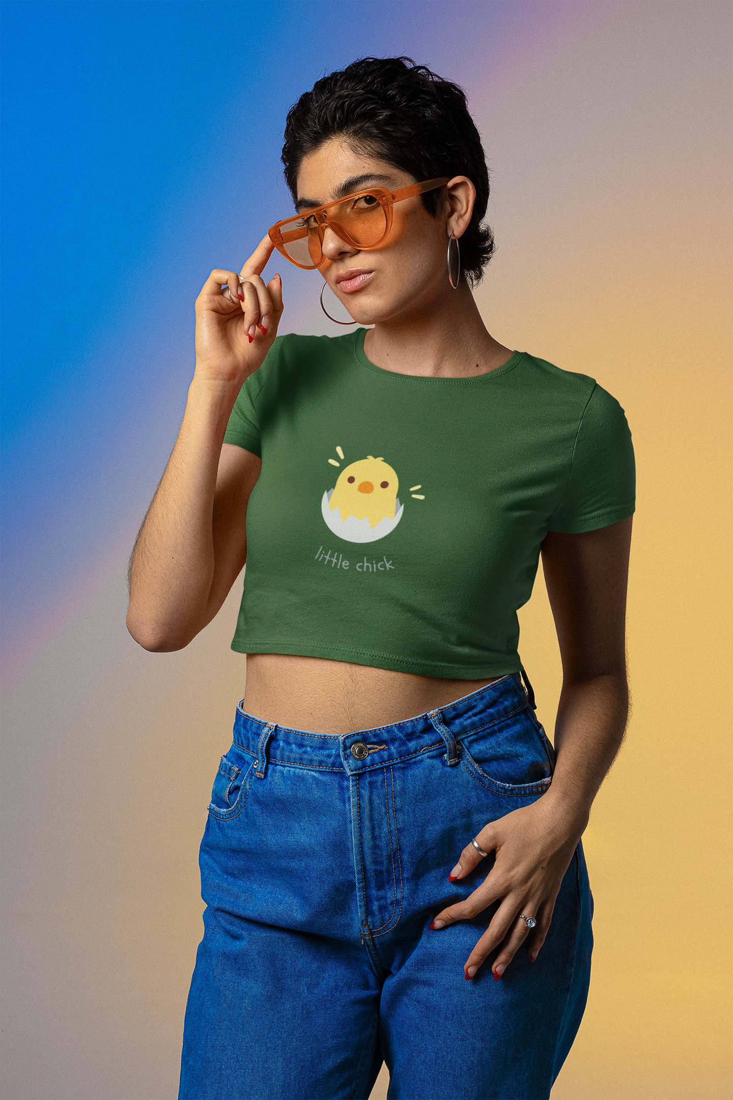 Women Crop Top Stay Little Chick