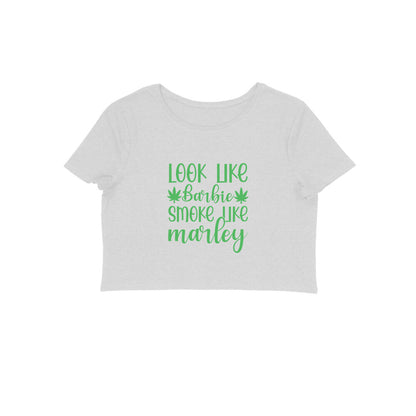 Women Melange Grey Crop Top Look Like Barbie
