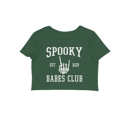 Women Green Crop Top Spooky
